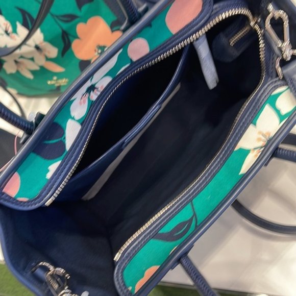 Kate Spade Small Tote Crossbody Bag Lily Blooms Green Multi - Picture 12 of 16